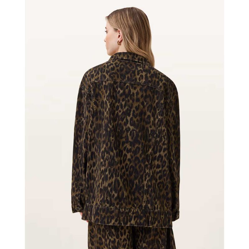 AllSaints Willow Leopard Print Denim Jacket image number 1